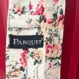 Parquet Tie Floral Womens/Mens Pink Tan Business Attire Wedding Pretty Formal